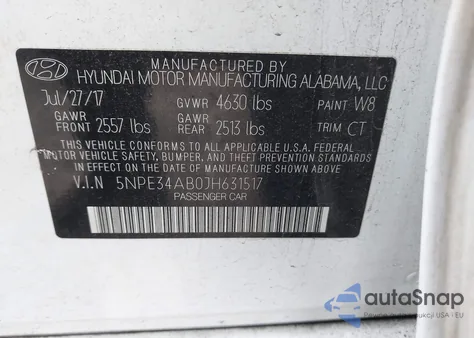 2018 Hyundai Sonata Sport 2.0T из США, поврежденный, VIN 5NPE34AB0JH631517